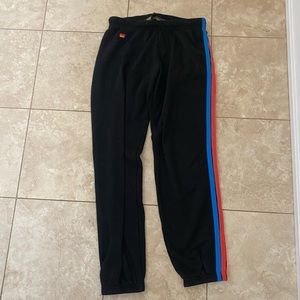 woman’s aviator nation, 5 stripe sweatpants- charcoal